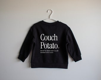 Simple toddler fleece sweatshirt, First birthday present, Baby shower gift, Toddler couch potato loungewear top, Funny kids crewneck jumper
