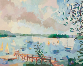 Liquidazione. TELA pronta da appendere. Hancock Point, Maine, circa 28 x 40 pollici, edizione limitata di 10, firmata e numerata da Henry Isaacs