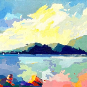 NEU. Mt Desert from Frenchman&#39;s Bay 9 x 20 &quot;Giclee Druck auf Papier, limitierte Auflage von 15 Drucken, signiert und nummeriert von Henry Isaacs