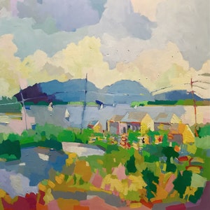 CLOSEOUT View over the Boathouses, Little Cranberry Island, Maine. limited ed. of twenty, 16 x 16 inch image size, signed, numbered