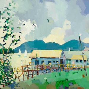 Docks at Islesford # 3, ungefähr 10 x 12 inches und Auflage von zwölf archivierten Giclée-Drucken. signiert und nummeriert von Henry Isaacs