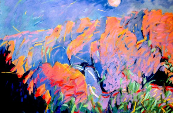 CLOSEOUT  8 x 10 inch. Moonrise over the Rio Grande, New Mexico. ONLY FIVE giclee prints produced.