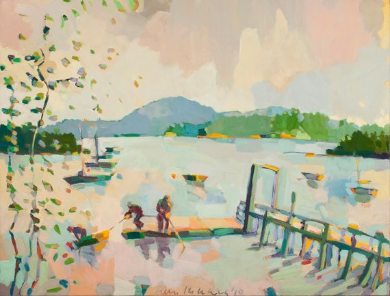 CLOSEOUT Working the Summer Boats, Hancock Point, 16 x 20 inch print, edition of 10, signed and numbered by Henry Isaacs