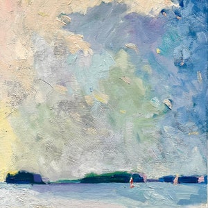 Sailing off Crescent Beach, South Portland, Maine , 10 x 8 &quot; signed and numbered.