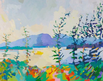 CLOSEOUT 10 x 12", View from the Maypole to Mt Desert Island, Maine, limited giclee edition of ten.