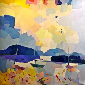 RESTPOSTEN Drei Boote, ein 14 x 14&quot; Druck auf handgeschöpftem Papier, von Henry Isaacs