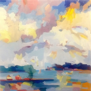 CLOSEOUT  Burnt Coat Harbor at Minturn, Swan&#39;s Island  14 x 14&quot; archival giclee print, limited edition of 12, by Henry Isaacs.