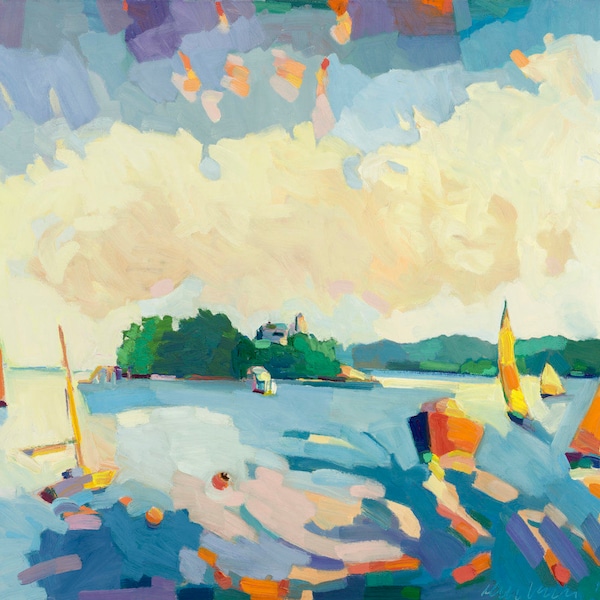 RÜCKVERKAUF SPEZIELLE BEREIT ZUM AUFHÄNGEN,Traffic rund Bear Island, Maine, 38 "x 52", ed von 10, signiert und nummeriert, von Henry Isaacs