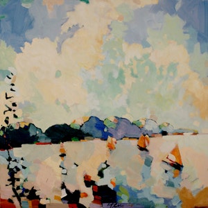 NEW. -Sailing , Off the Marsh, Islesford-, 7 x 7&quot;  an edition of fifteen giclee prints, signed and numbered, by Henry Isaacs