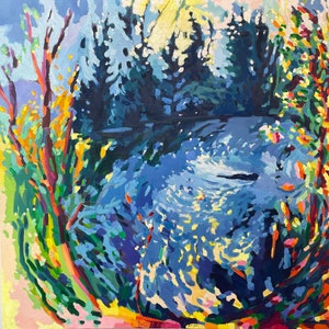 CLOSEOUT Pond and Beaver, Barnet , Vermont. 16 x 16&quot;.  a limited edition giclee print, signed and numbered by HENRY ISAACS