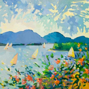 CLOSEOUT.&quot;Last Sail ,Mt Desert Island, Maine&quot; , 10 x 10 Inch , Auflage nur 5 Stück, nummeriert und signiert
