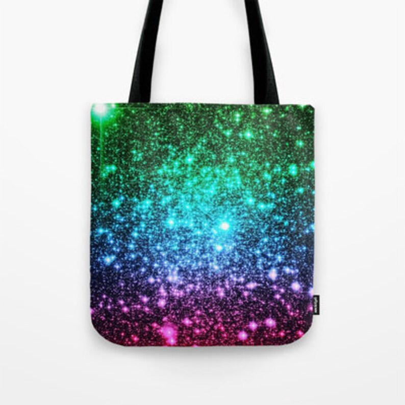 Galaxy Tote Bag Cool Tones Galaxy Tote Bag Astral Glitter Etsy