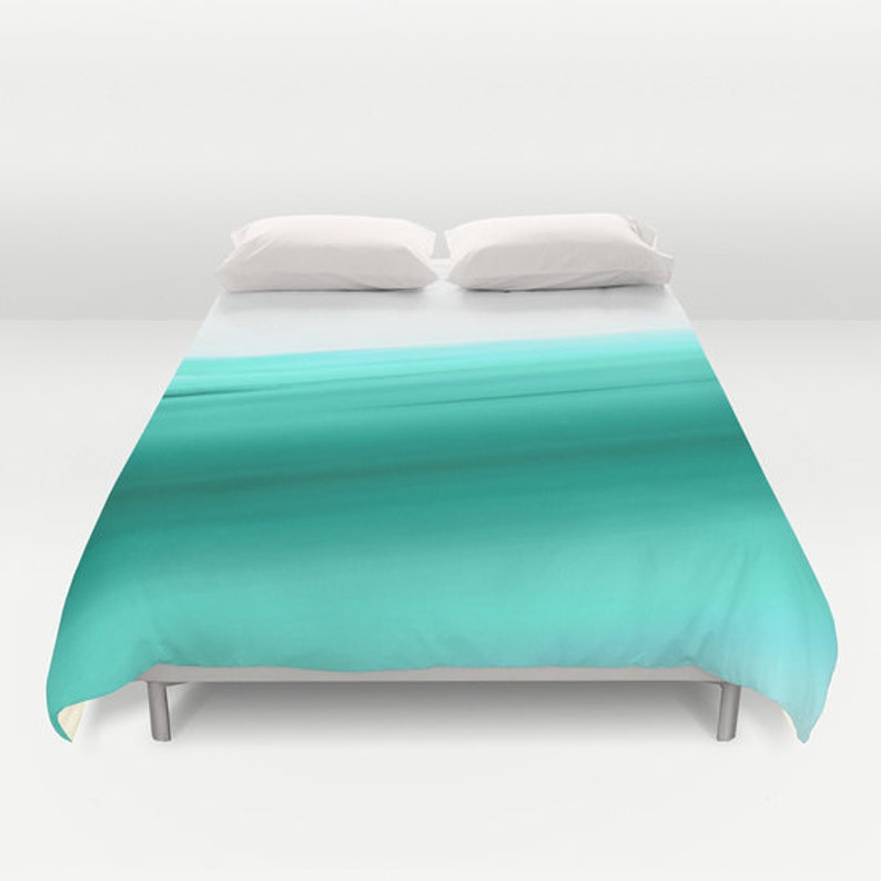 Duvet Cover Aqua And White Duvet Mint Duvet Aqua Duvet Etsy