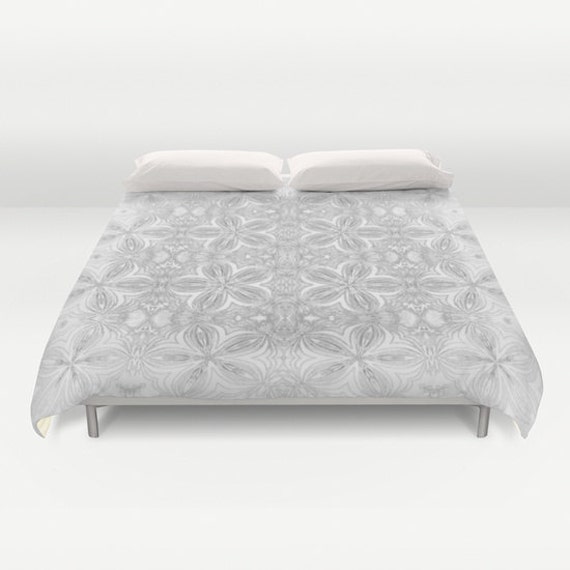 Duvet Cover Or Comforter Gray Delicate Flowers Fl Image 0