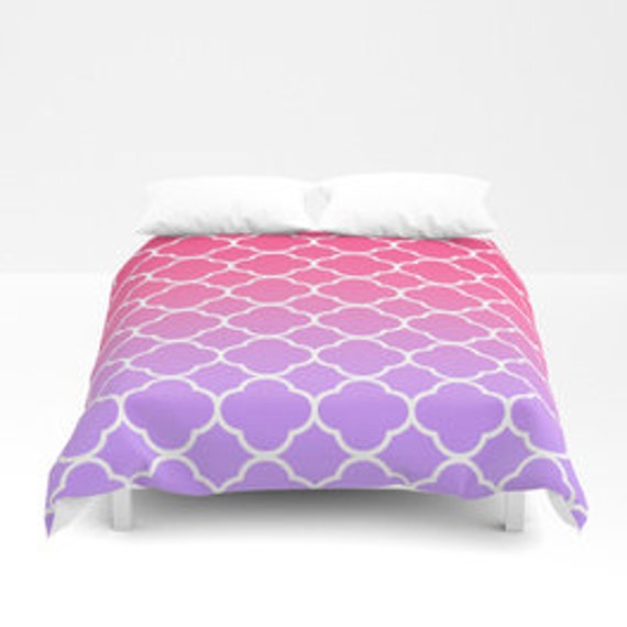 Pastel Duvet Cover Or Comforter Pink Lavender Quatrefoil Etsy