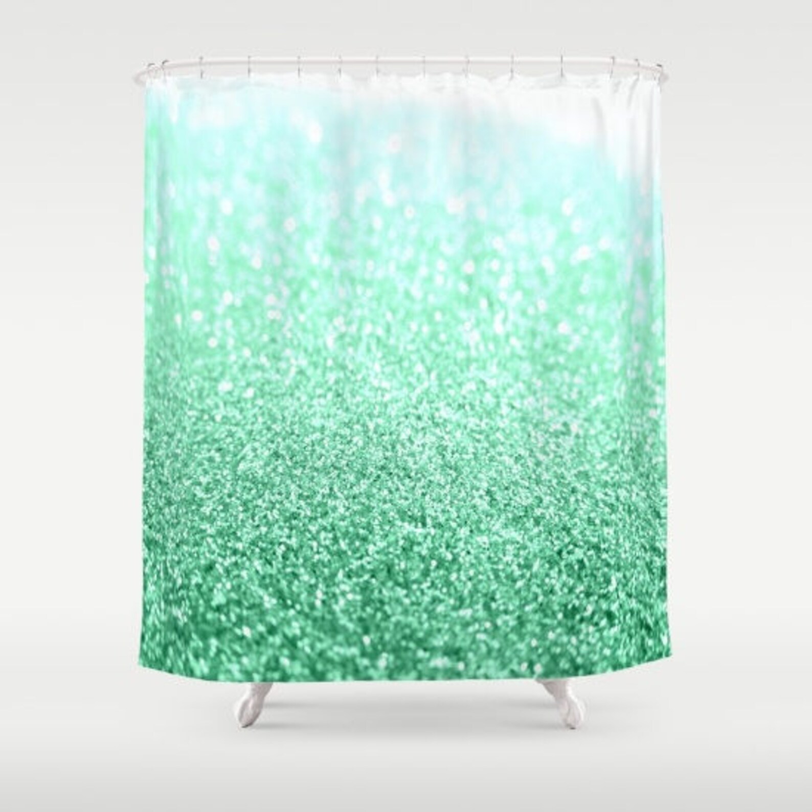 Shower Curtain Seafoam Mint Green Sparkle Shower Curtain Etsy