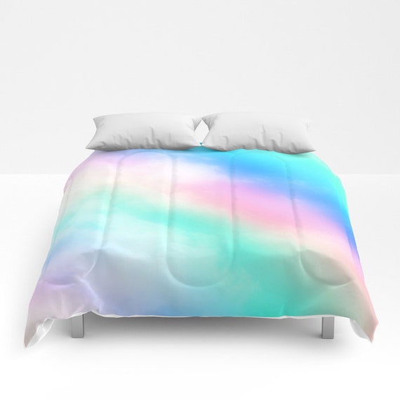 Pastel Duvet Cover Rainbow Clouds - Purple And Turquoise Ombre Bedding Pastel Duvet Cover Rainbow Clouds - Purple And Turquoise Ombre Bedding