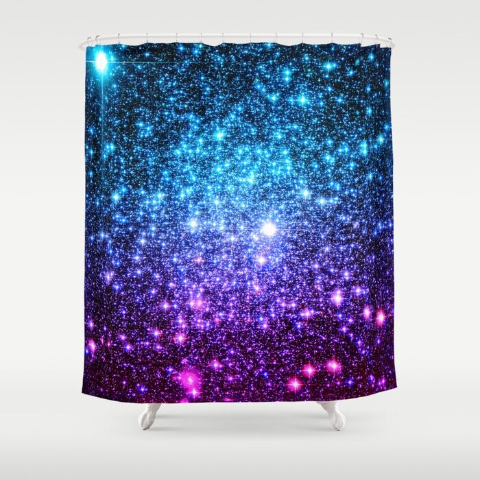 Galaxy douchegordijn blauw paars roze Ombre Astral Glitter Etsy