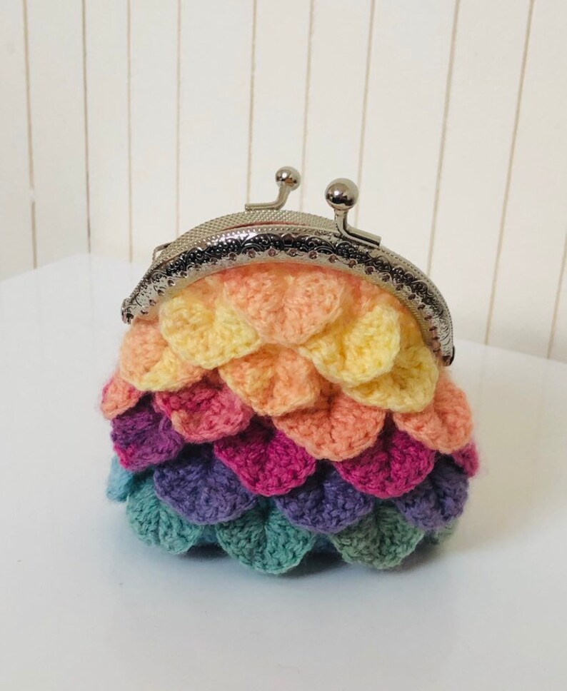 Crochet coin purse mermaid purse READY TO SHIP crocodile stitch purse