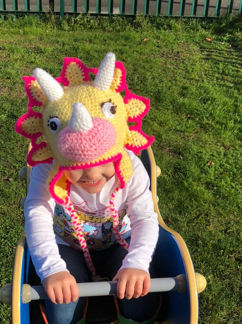 beanie hat dinosaur hat crochet beanie Triceratops hat