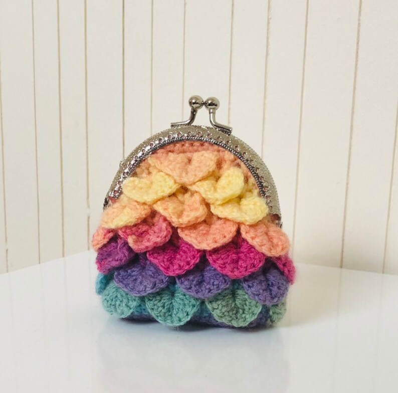 Crochet coin purse mermaid purse READY TO SHIP crocodile stitch purse