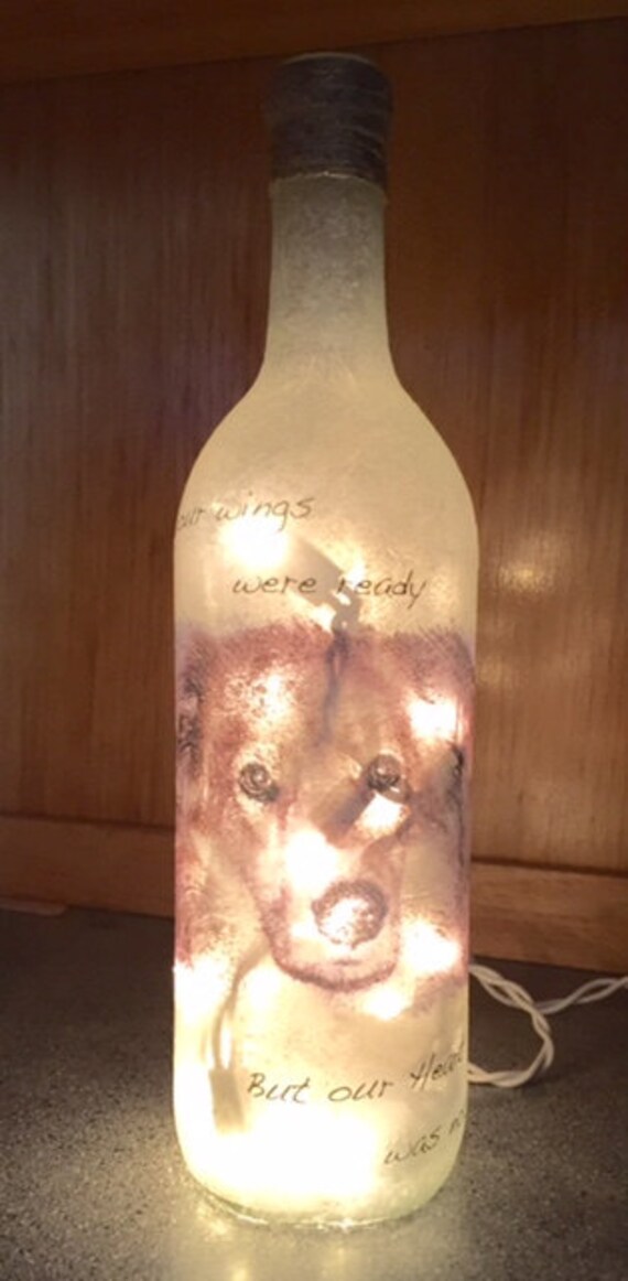 Personalized Pet Memorial lighted wine bottle Etsy