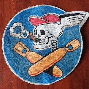 Leather patch USAAF WW2 hand painted A2 jacket 587th Bomb Squadron