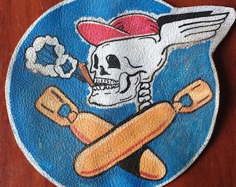 Leather patch USAAF WW2 hand painted A2 jacket 587th Bomb Squadron