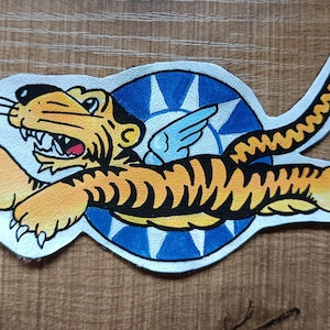 Écusson en cuir des Flying Tigers, écusson de l'USAAF peint à la main, écusson de la Seconde Guerre mondiale pour veste A2, écusson militaire, réplique d'écusson de la Seconde Guerre mondiale