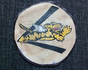 Leather patch A2 Flying Tigers WW2 hand painted USAAF
