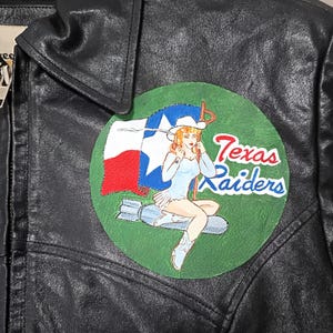 Texas patch, leather patch for A2 pilot jacket, Nose Art patch, collectible patch, hand-painted, USAAF, WWII patch