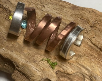 Trio of Dreadlock Cuffs silver and Copper