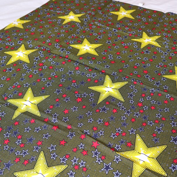 African Print Fabric, Sold By The Yard, Cotton African Print , Stars Detail