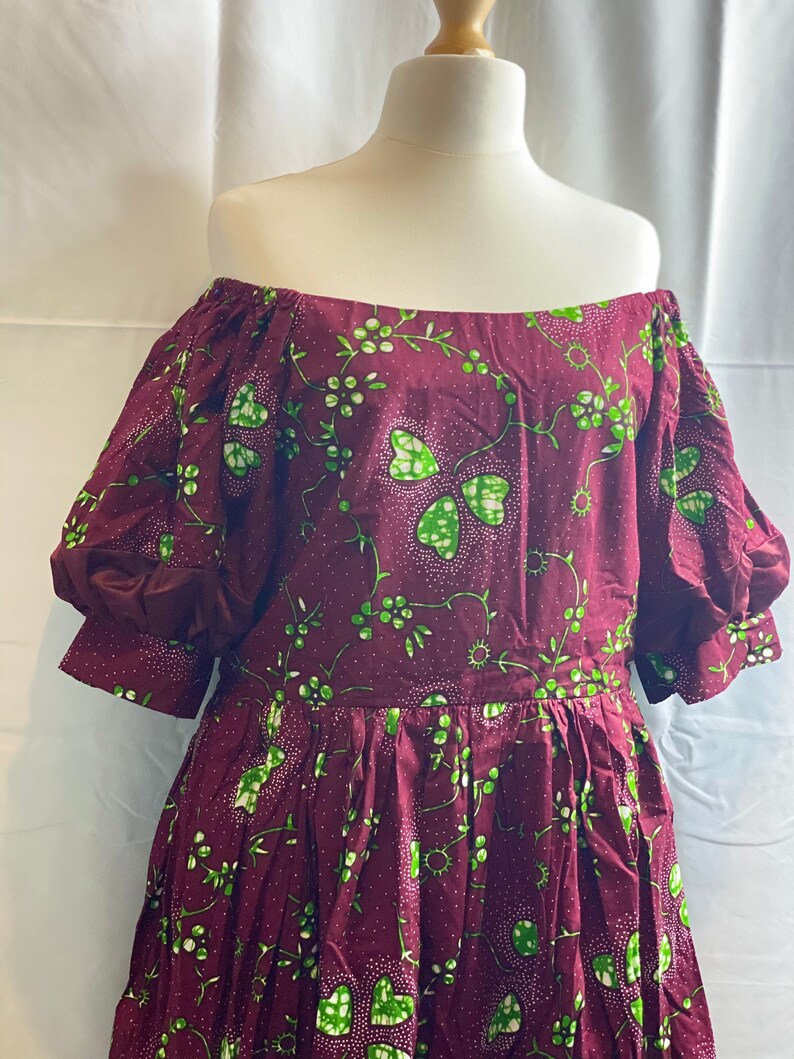 Puff Sleeves Ankara Dress Ankara Dress Off Shoulder Ankara Dress Below The Knee Ankara Dress Sophias Fab