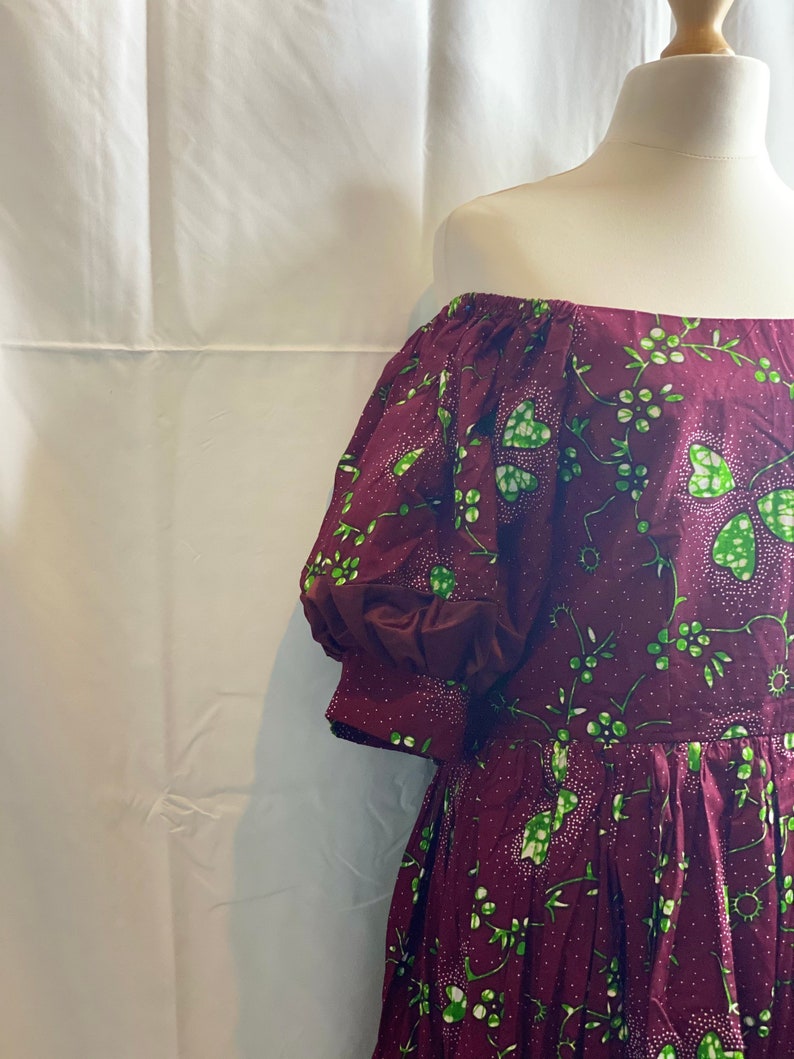Puff Sleeves Ankara Dress Ankara Dress Off Shoulder Ankara Dress Below The Knee Ankara Dress Sophias Fab
