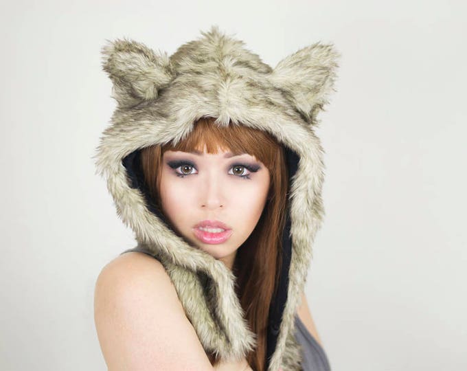 Cat or Wolf or Dog Ear Hat Costume Kitty Winter Fur Hoodie Hat Etsy