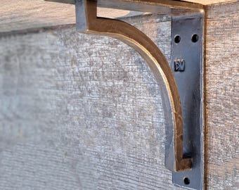 Pair of Mantel Brackets 6x7 READY to SHIP - Heavy Duty Rustic Metal Shelf Bracket Support - Hand Forged Black Mantel Brackets - Made in USA