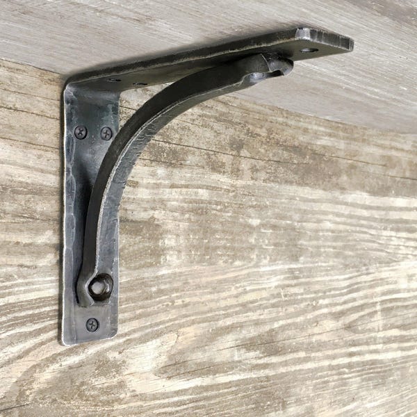 Soportes de hierro resistentes para estantes, soportes para repisas, ménsulas de hierro forjado a mano de 10" y 12" para estantes de cocina rústicos de granja, color negro, soportan más de 250 lb.
