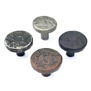 Round Cabinet Knob 1-1/2", 2" Diameter, Hand Forged Iron Cabinet Kitchen Knob Pull, Drawer Knob, Custom Made Furniture Hardware Made in USA