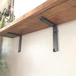 Hand Forged Iron Shelf Bracket: Extra Heavy Duty Modern Rustic Steel Corbel