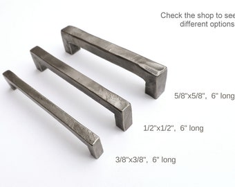 Cabinet Pull, Hand Forged Hammered Steel Drawer Handle, Rustic Farmhouse Cabinet Hardware, Kitchen Cabinet Pulls, Drawer Pulls Custom Size