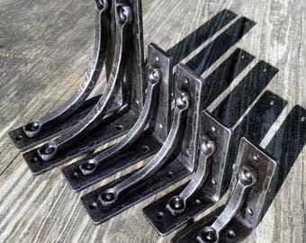 Iron Shelf Brackets 1.5" Wide: Black Rustic Farmhouse Corbels, Industrial Forged Kitchen Shelf Brackets, Handcrafted Shelf Corbels