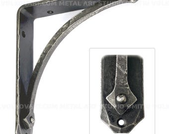 Metal Shelf Bracket Gothic Style. Decorative Wrought Iron Hand Forged Black Blacksmith Shelf Corbel. Mantel Bracket. Countertop support.