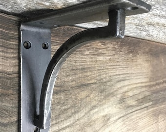Shelf Brackets Iron Hand Forged 1.5" Wide, Blacksmith Farmhouse Rustic Mantel Corbel, Steel Countertop Support, Custom Size Kitchen Brackets