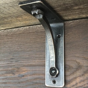 Hand Forged Shelf Bracket: Blacksmith Made Steel Corbel - Rustic Farmhouse Shelving