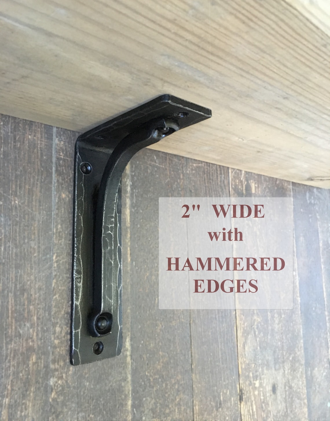 Hammered ROCK Solid Shelf Bracket 2 Wide Heavy Duty Etsy