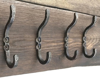Coat Hook, Wall Hook, J Hook, Hand Forged Metal Hook, Storage Hook, Bathroom Hook, Kitchen Hook, Double Robe Hook, Custom Iron Hook