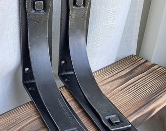 Heavy Duty Mantel Brackets 2" Wide – Hand Forged Sturdy Rustic Steel Shelf Corbel, Countertop Support, Decorative Black Mantel Brackets