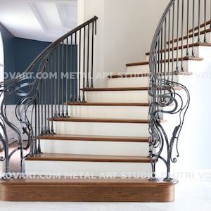 Custom Metal Railings, Stairs, Fences, Balcony Railing, Art Nouveau, Custom Forged Staircase Railing, Luxury Staircase, Bespoke Staircase.