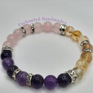 Citrine, Rose Quartz & Amethyst Beaded Gemstone Bracelet